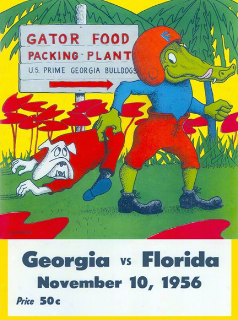 1956 Florida Vs. Georgia 22 X 30 Canvas Historic Football Print