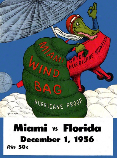 1956 Florida Vs. Miami 36 X 48 Canvas Historic Football Print