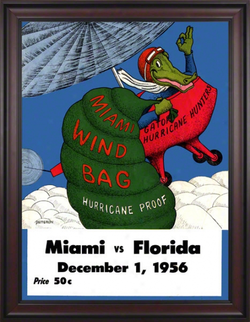 1956 Florida Vs. Miami 36 X 48 Framed Canvas Historic Football Print