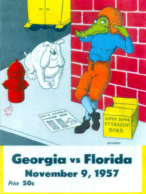 1957 Florida Vs. Georgia 36 X 48 Canvas Historic Football Print