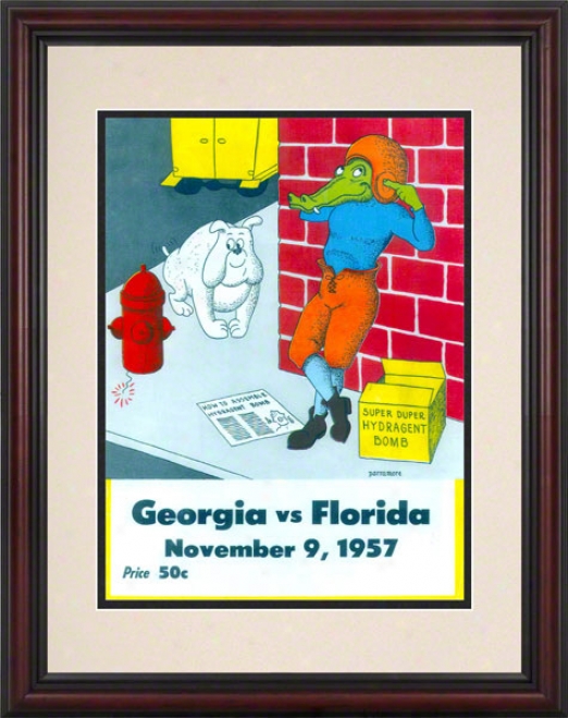 1957 Florida Vs. Georgia 8.5 X 11 Framed Historic Football Print