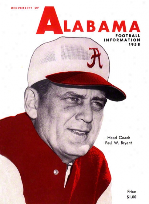 1958 Alabama Press Guide 22 X 30 Canvas Hitoric Football Print