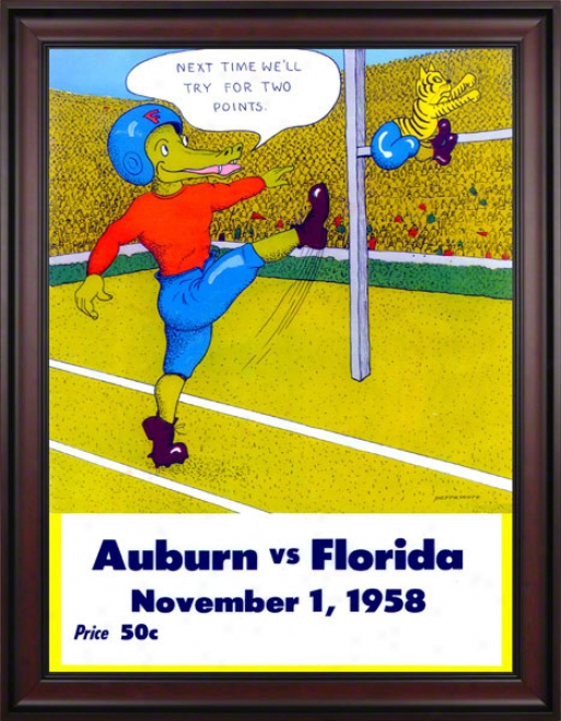 1958 Fllrida Vs. Aubrn 36 X 48 Framed Canvas Historic Football Print