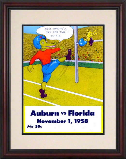 1958 Florida Vs. Auburn 8.5 X 11 Framed Historic Football Print