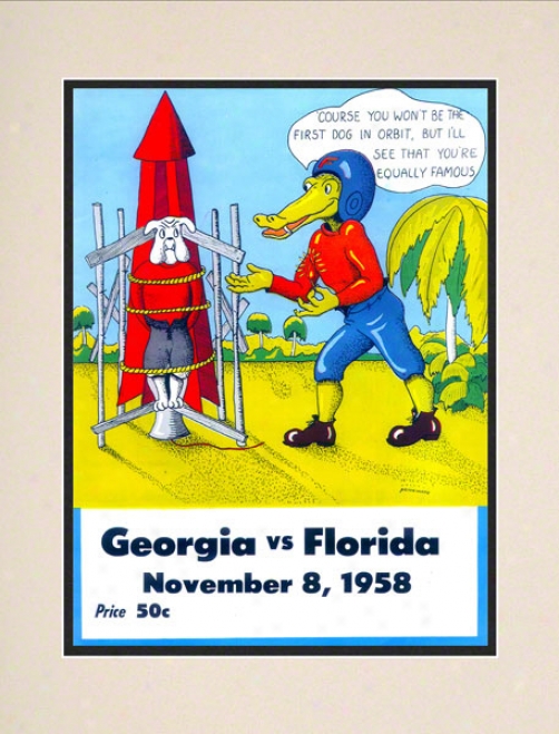 1958 Florida Vs. Georgia 10.5x14 Matted Hisstoric Football Print