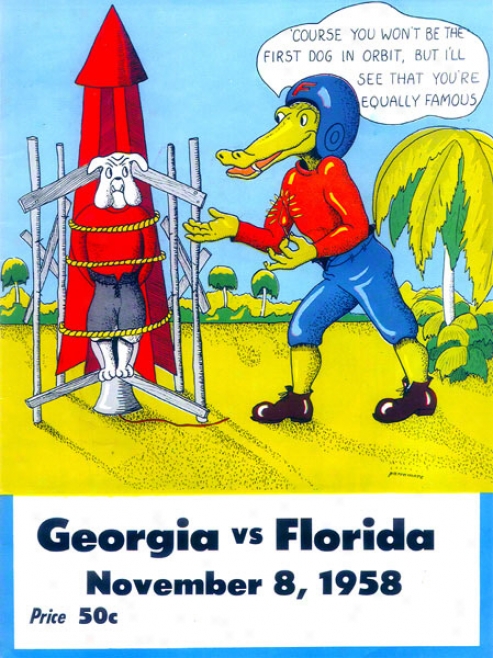 1958 Florida Vs. Georgia 22 X 30 Canvas Historic Football Print