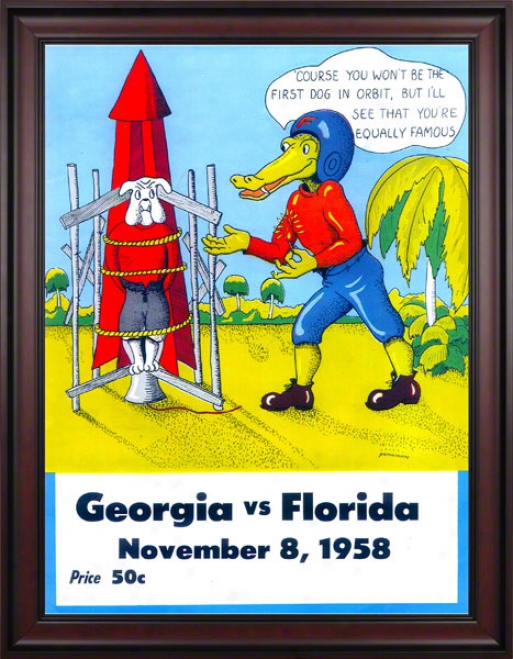 1958 Florida Vs. Georgia 36 X 48 Framed Canvas Historic Football Print