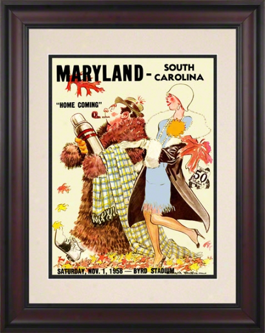 1958 Maryland Vs. South Carolina 10.5x14 Framed Historic Football Print