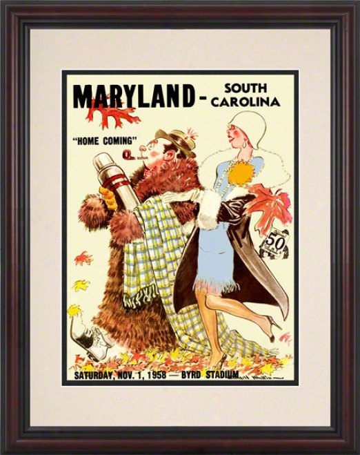 1958 Maryland Vs. South Carolina 8.5 X 11 Framed Historic Football Print