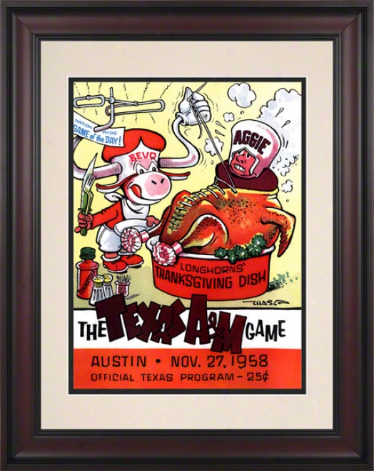 1958 Texas Vs. Texas A&m 10.5x14 Framed Historic Football Print