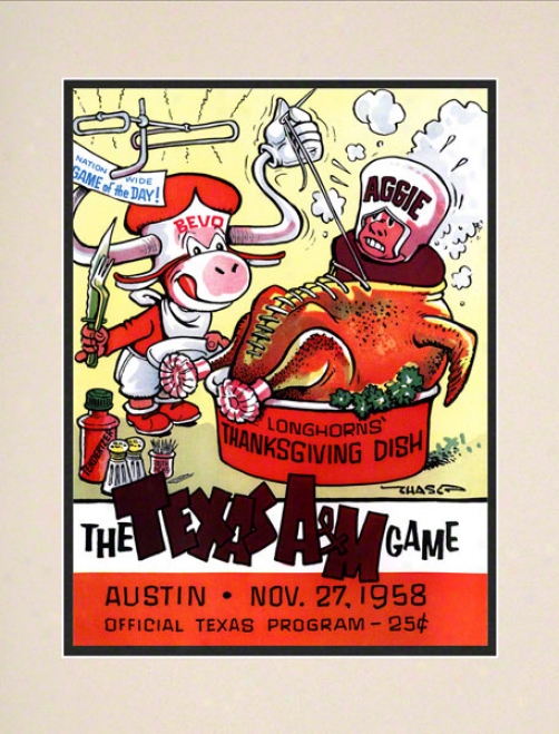 1958 Texas Vs. Texas A&m 10.5x14 Matted Historic Football Print