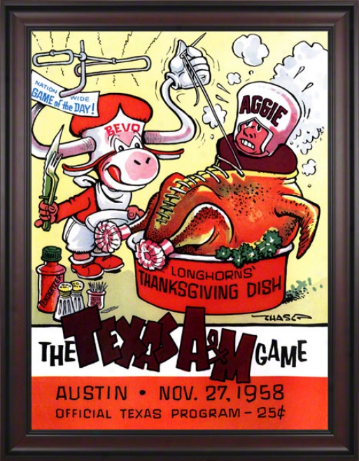 1958 Texas Vs. Texas A&m 36 X 48 Framed Canvas Historuc Football Print