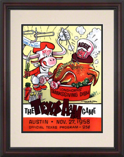 1958 Texas Vs. Texas A&m 8.5 X 11 Framed Historic Football Print