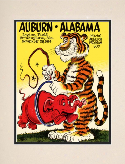 1959 Auburn Tigers Vs. Alabama Crimson Tide 10.5x14 Matted Historic Football Print