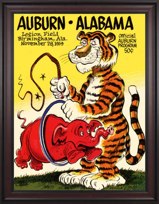 1959 Auburn Tigers Vs. Alabama Crimson Tide 36 X 48 Framed Canvas Historic Football Print