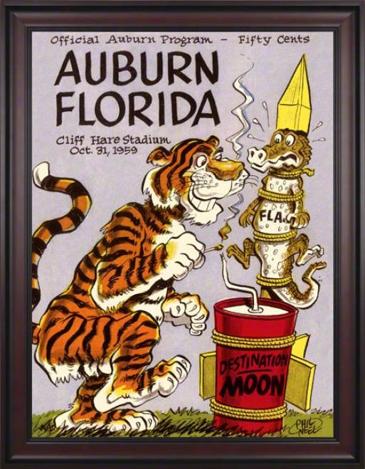 1959 Auburn Vs. Florida 36 X 48 Framed Canvas Historic Football Mark