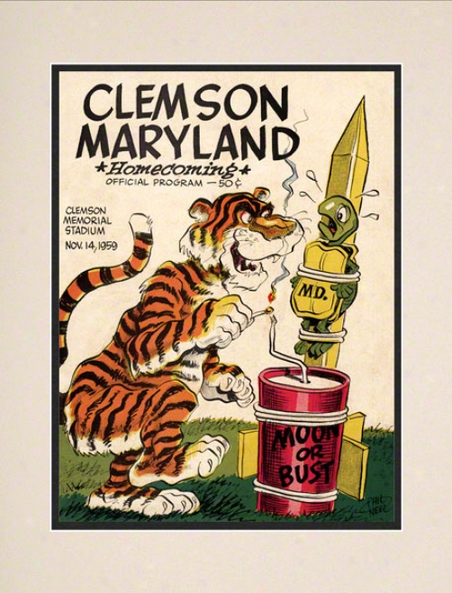 1959 Clemson Vs. Maryland 10.5x14 Matted Historic Football Print
