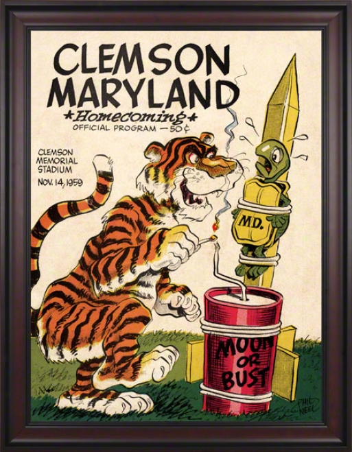 1959 Clemson Vs. Mrayland 36 X 48 Framed Canvas Historic Football Print