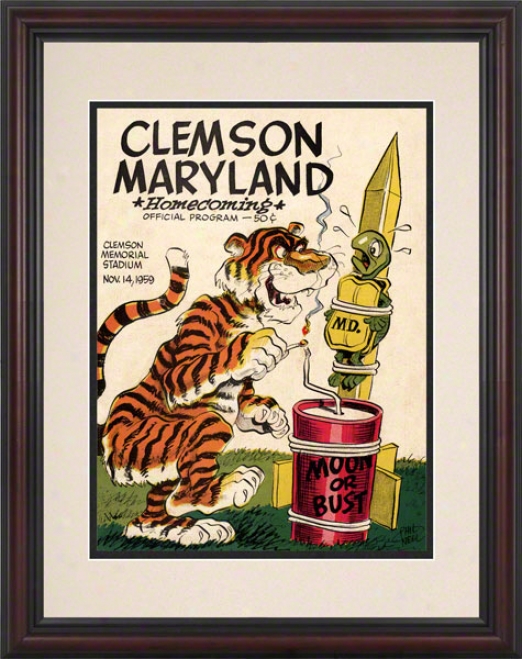 1959 Clemson Vs. Maryland 8.5 X 11 Framed Historic Football Print