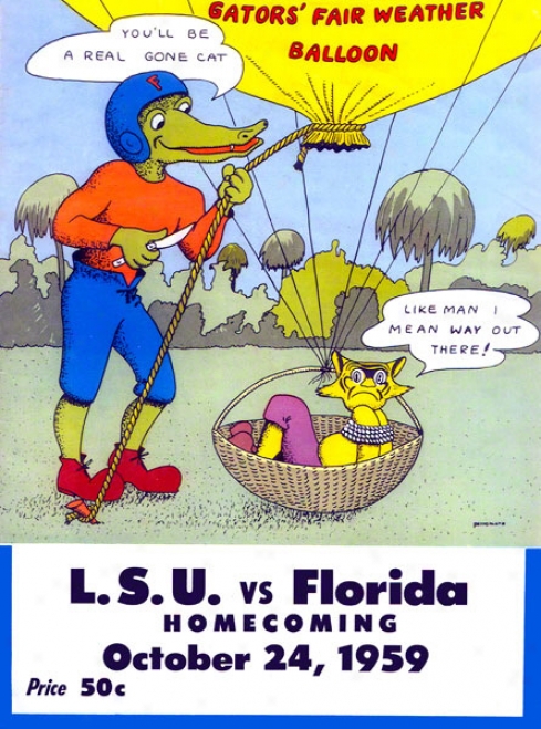 1959 Florida Vs. Lsu 22 X 30 Canvas Historic Football Print