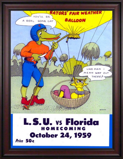 1959 Florida Vq. Lsu 36 X 48 Framed Canvas Historic Football Print