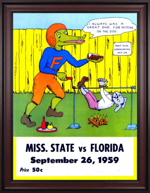 1959 Florida Vs. Mississippi State 36 X 48 Framed Canvas Histofic Football Print