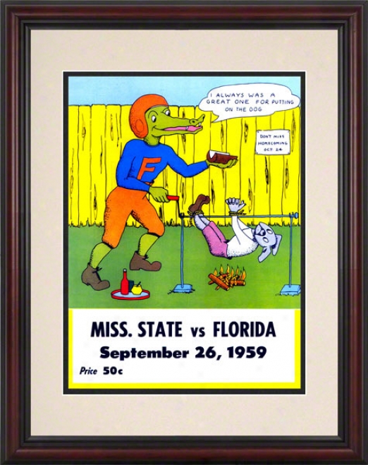 1959 Florida Vs. Mississippi State 8.5 X 11 Framed Historic Footbzll Print