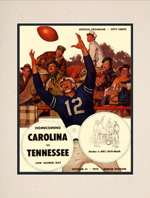 1959 North Carolina Vs. Tennessee 10.5x14 Matted Historic Football Print