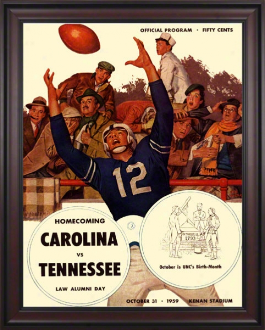 1959 North Carolina Vs. Tennessee 36 X 48 Framed Canvas Historic Football Print