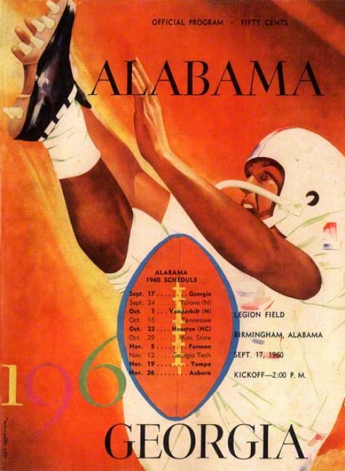 1960 Alabama Vs. Georgia 22 X 30 Canvas Historic Football Print