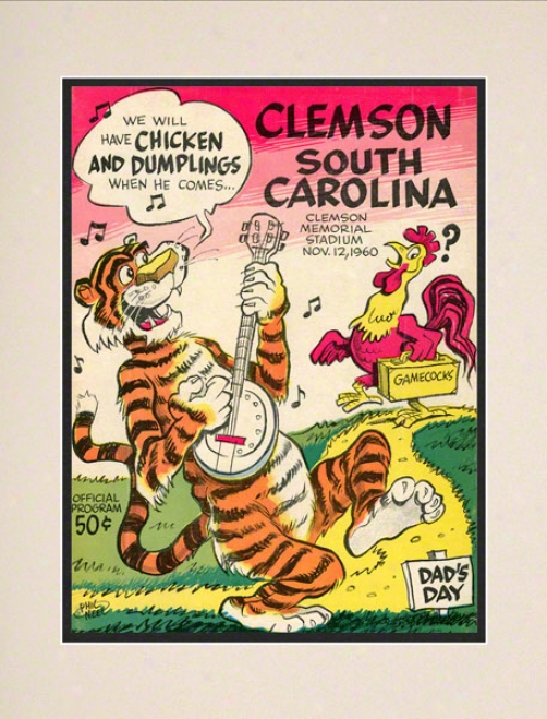 1960 Clemson Vs. South Carolina 10.5x14 Matted Historic Football Calico