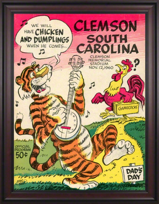 1960 Clemson Vs. South Carolina 36 X 48 Framed Canvas Historic Football Print