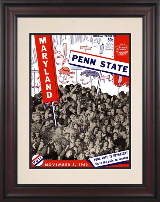 1960 Penn State Nittany Lions Vs Maryland Terrapins 10 1/2 X 14 Framed Historic Football Poster