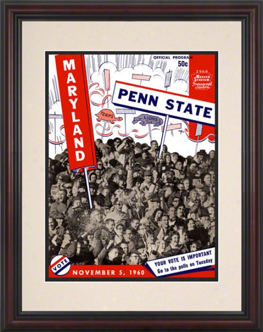 1960 Penn Condition Nittany Lions Vs Maryland Terrapins 8.5 X 11 Framed Historic Football Poster