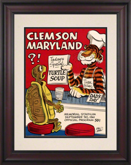 1961 Clemson Vs. Maryland 10.5x14 Framed Historic Football Print