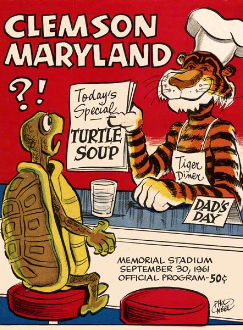 1961 Clemson Vs. Maryland 22 X 30 Canvas Historic Football Print