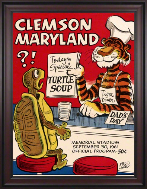 1961 Clemson Vs. Maryland 36 X 48 Framed Canvas Historic Football Print