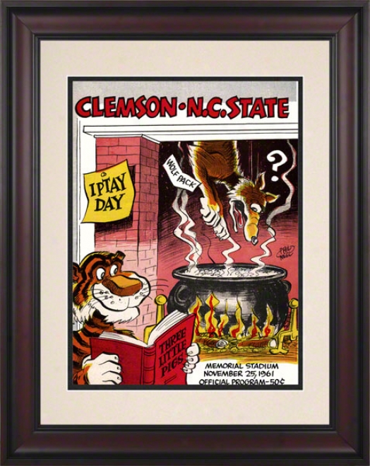 1961 Clemson Vs. North Carolina State 10.5x14 Framed Historic Football Print