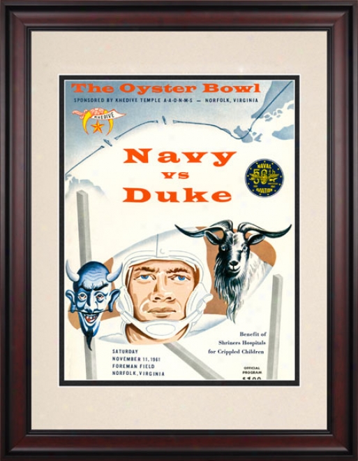 1961 Duke Blue Devils Vs. Navy Midshipmen 10.5x14 Framed Historic Football Print