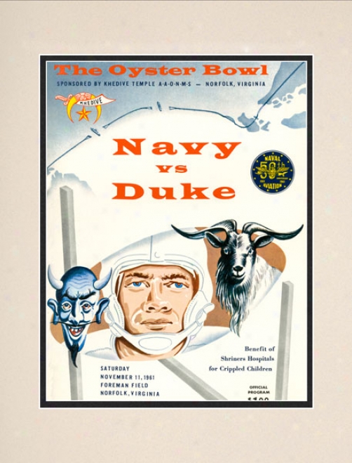 1961 Duke Blue Devils Vs. Navy Midshipmen 10.5x14 Matted Historic Football Print