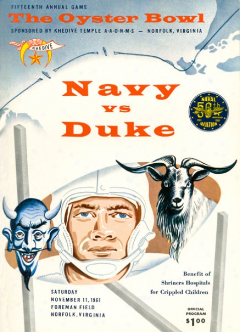 1961 Duke Blue Devils Vs. Navy Midshipmen 36 X 48 Canvas Historic Football Print