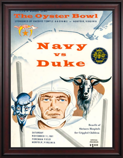 1961 Duks Blue Devils Vs. Navy Midshipmen 36 X 48 Framed Canvas Hostoric Football Print