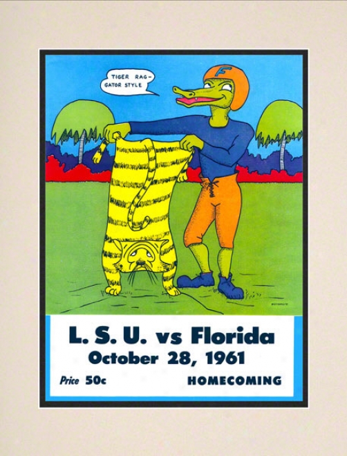 1971 Florida Vs. Lsu 10.5x14 Matted Historic Football Print