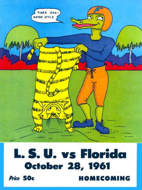 1961 Florida Vs. Lsu 22 X 30 Canvas Historic Football Print