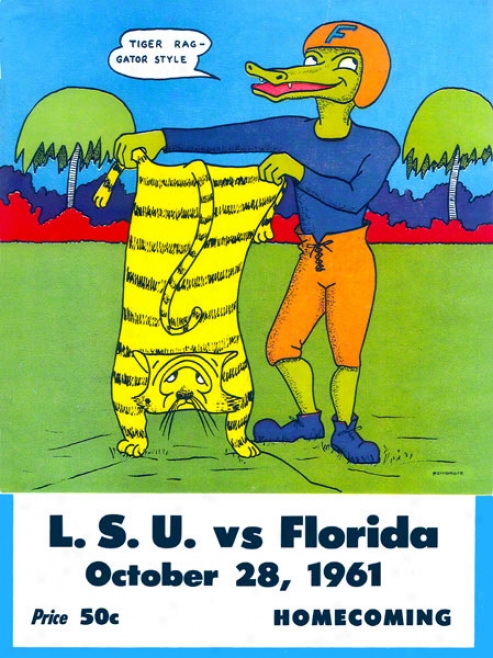 1961 Florida Vs. Lsu 36 X 48 Canvas Historic Football Print