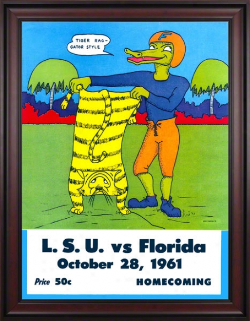 1961 Florida Vs. Lsu 36 X 48 Framed Canvas Historic Football Print