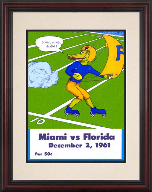 1961 Florida Vs. Miami 8.5 X 11 Framed Historic Football Print