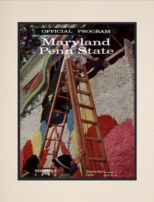 1961 Maryland Terrapins Vs Penn Pomp Nittany Lions 10 1/2 X 14 Matted Historic Football Poster