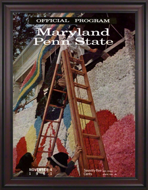 1961 Maryland Terrapins Vs Penn State Nittany Lions 36 X 48 Framed Canvas Historic Football Poster