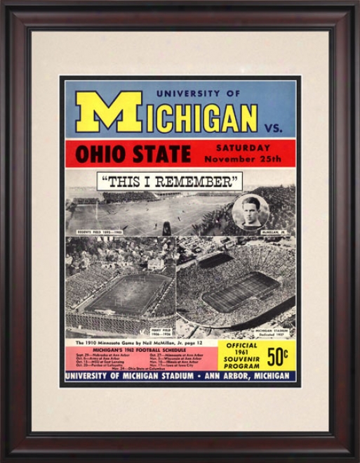 1961 Michigan Wolverines Vs. Ohio State Buckeyes 10.5x14 Framed Historic Football Print